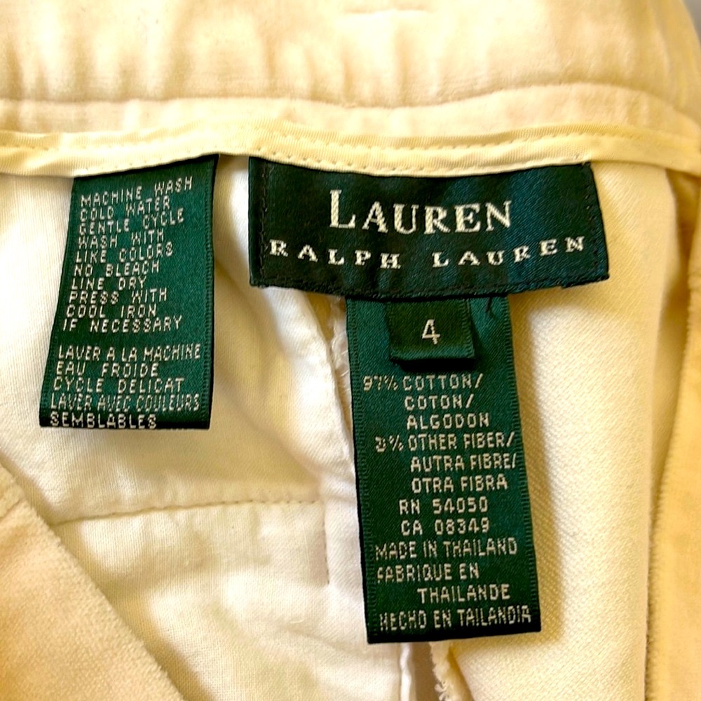Ralph Lauren Off White Velvet Pants.